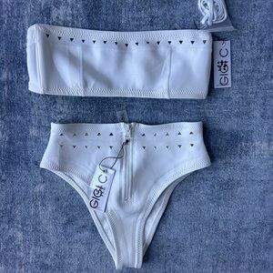 GIGI C White Bandeau Two-Piece Swim Set